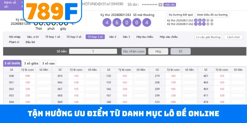Xổ số 789F Tận hưởng ưu điểm từ danh mục lô đề online